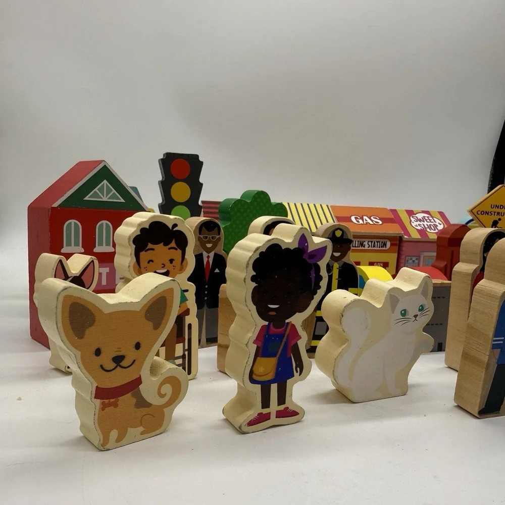 Unbranded Mixed Lot Of Wooden People Shops Cars And More